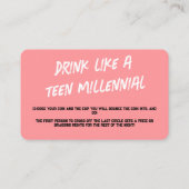 Bingo Card Drink Game für Party Visitenkarte (Rückseite)