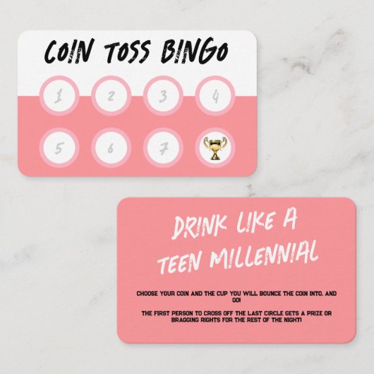 Bingo Card Drink Game für Party Visitenkarte (Vorne/Hinten)