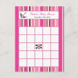 Bingo Card Girl Pink Punk Rock Gitarre schreiben Einladungspostkarte