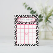 Bingo Card Girly Butterfly Zebra Print Postkarte (Stehend Vorderseite)