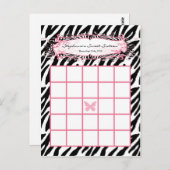 Bingo Card Girly Butterfly Zebra Print Postkarte (Vorne/Hinten)