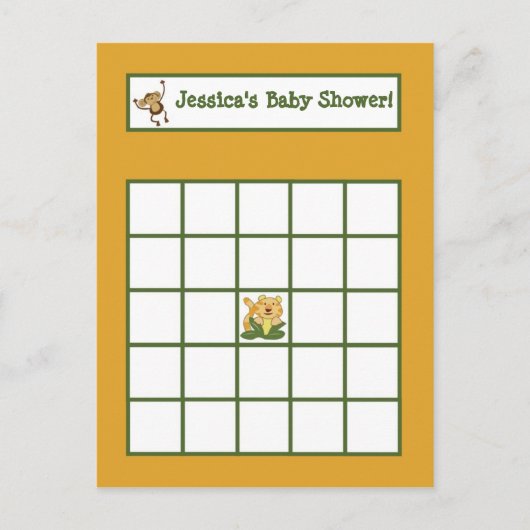 Bingo Card Jungle Babys Einladungspostkarte (Vorderseite)