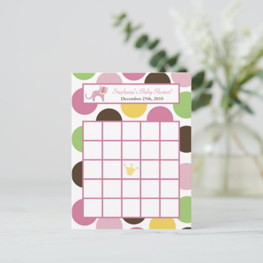 Bingo Card Jungle Queen Tiger Safari Zoo Einladungspostkarte (Stehend Vorderseite)