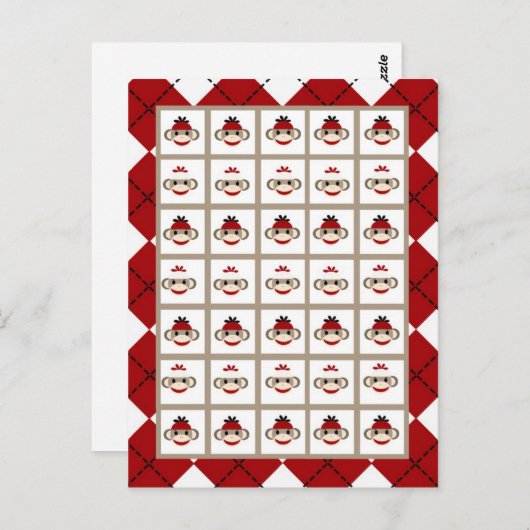 Bingo-Card-Marker für die Red Sock-Affen-Raute Postkarte (Vorne/Hinten)
