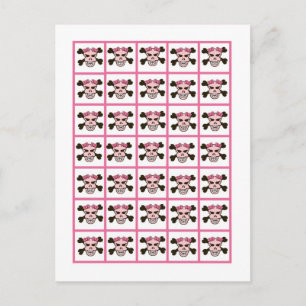 Bingo Card Marker Girl Pink Punk Rock Skull Cross Postkarte