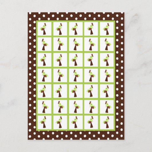 Bingo Card Marker Green Mod Mama Polka Dots Postkarte (Vorderseite)