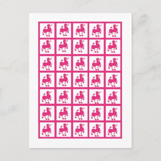 Bingo Card Marker Pink Poodle Paris Eiffelturm Postkarte (Vorderseite)