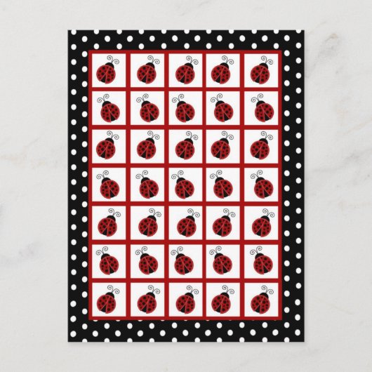 Bingo Card Marker Red Ladybug Postkarte (Vorderseite)