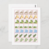 Bingo Card Marker Safari Jungle Animals Pink Postkarte (Vorne/Hinten)