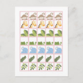 Bingo Card Marker Safari Jungle Animals Pink Postkarte (Vorderseite)