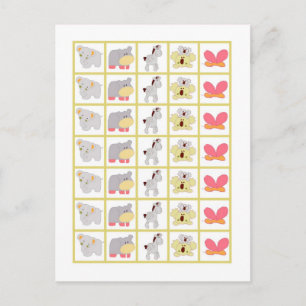 Bingo Card markiert tropische Stanztiere Postkarte