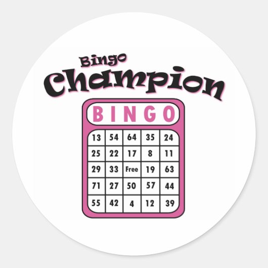 Bingo Champion Runder Aufkleber (Vorderseite)