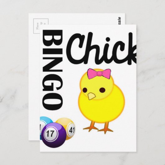 Bingo Chick Postkarte (Vorne/Hinten)