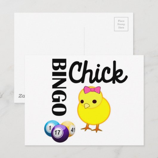 Bingo Chick Postkarte (Vorne/Hinten)