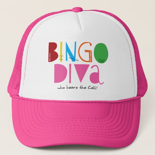 Bingo-Diva-Hut Truckerkappe (Vorderseite)