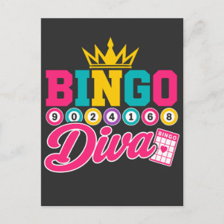 Bingo-Diva-Shirt Süße Glückskönigin Krone Bingo Postkarte