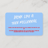 Bingo Drink Game für Party Visitenkarte (Rückseite)