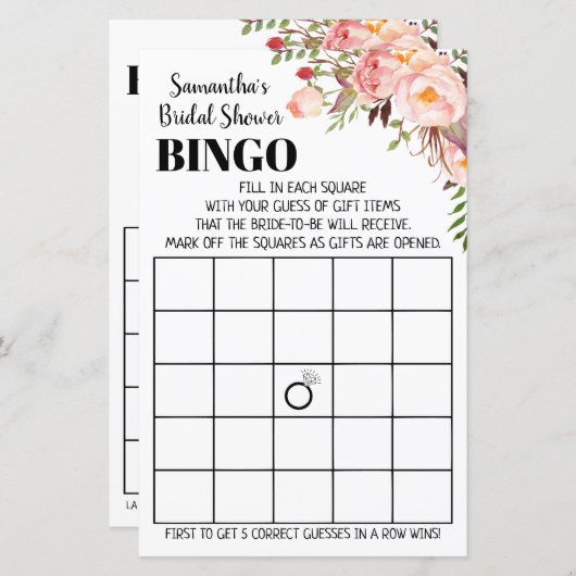 Bingo Englisch Spanisch Brautparty Hochzeit (Vorne/Hinten)