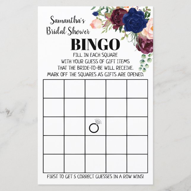 Bingo Englisch Spanisch Brautparty Marinesche (Vorderseite)
