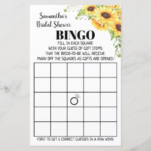 Bingo Englisch Spanisch Brautparty-Spiel Sonnenblu