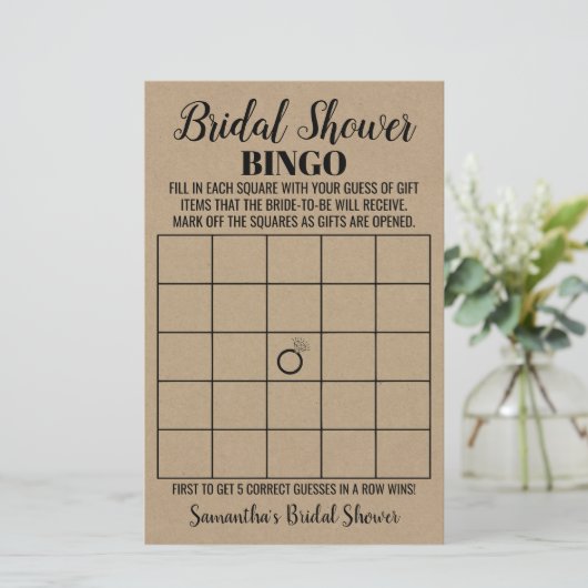 Bingo Englisch Spanisch rustikales Brautparty-Spie (Stehend Vorderseite)