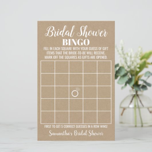 Bingo Englisch Spanisch rustikales Brautparty-Spie (Stehend Vorderseite)