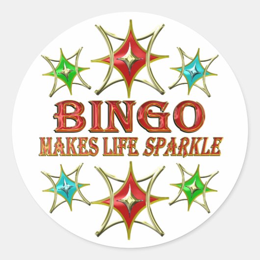 BINGO EXTRAVAGANT STARS RUNDER AUFKLEBER (Vorderseite)