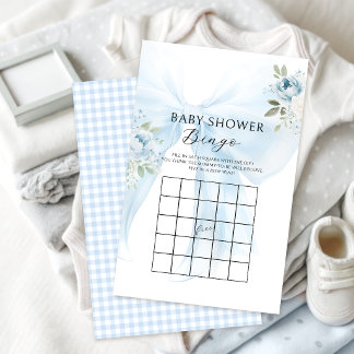Bingo Florales Blaues Band Baby Boy Shower-Spiele