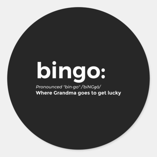 Bingo für Oma Bingo Runder Aufkleber (Vorderseite)