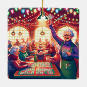 Bingo Game Christmas Keramikornament (Rückseite)