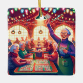 Bingo Game Christmas Keramikornament (Vorderseite)
