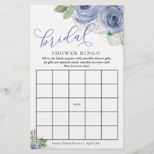 Bingo-Game-Karte für blaues und silberes Brautpart