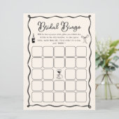 Bingo-Game-Karte für das Wavy Black Italia Brautpa Einladung (Stehend Vorderseite)