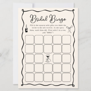 Bingo-Game-Karte für das Wavy Black Italia Brautpa Einladung
