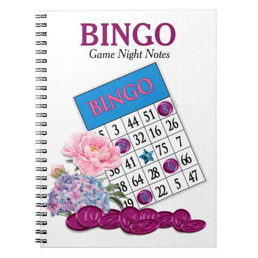 Bingo Game Night Notes Rosa Blume Notizblock (Vorderseite)