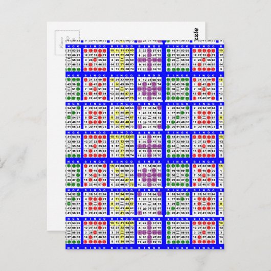 Bingo Game Patterns Large Grid Postkarte (Vorne/Hinten)