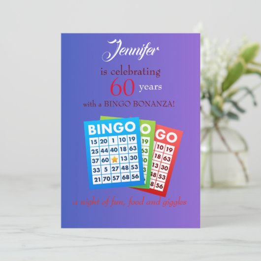 BINGO-Geburtstagsfeier Einladung (Stehend Vorderseite)