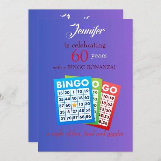 BINGO-Geburtstagsfeier Einladung (Vorne/Hinten)