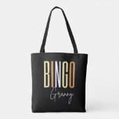Bingo granny in braunen Buchstaben Tasche (Rückseite)