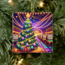 Bingo Hall Weihnachtsbaum mit Bingo Balls Keramikornament