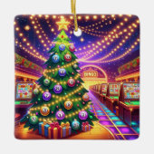 Bingo Hall Weihnachtsbaum mit Bingo Balls Keramikornament (Vorderseite)