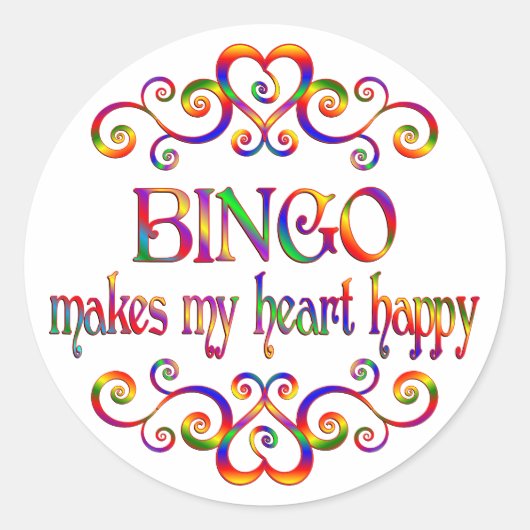 Bingo Heart Happy Runder Aufkleber (Vorderseite)