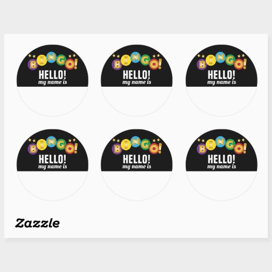 Bingo Hello Name Tag Runder Aufkleber (Blatt)