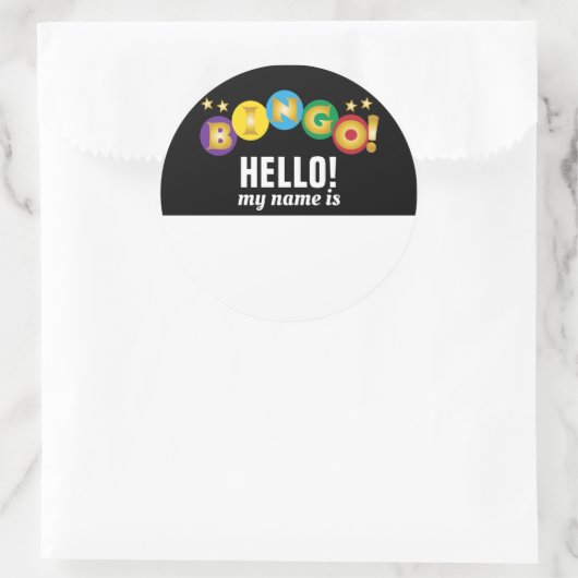 Bingo Hello Name Tag Runder Aufkleber (Tasche)