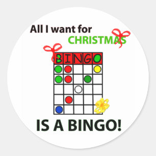 BINGO Ich wollte ein Bingo zu Weihnachten Runder Aufkleber