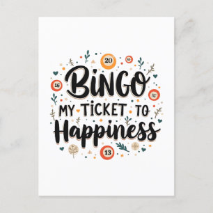 Bingo ist mein Ticket zum Glück Funny Bingo Game Postkarte