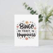Bingo ist mein Ticket zum Glück Funny Bingo Game Postkarte (Stehend Vorderseite)