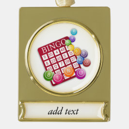 BINGO-Karte mit BINGO-Balls Banner-Ornament Gold