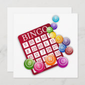 BINGO-Karte mit BINGO-Balls Einladung (Vorne/Hinten)