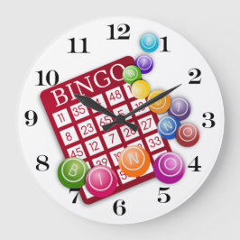 BINGO-Karte mit BINGO-Balls Große Wanduhr